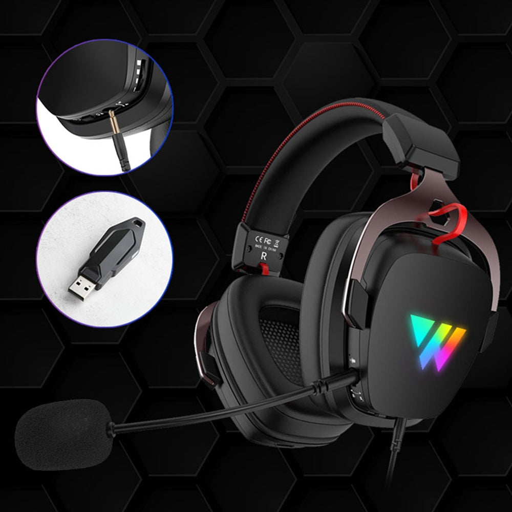 WINTORY W11 2.4G Connectivity Headphone Wired Over-Ear E-sports Earphone RGB LED Light Stereo Bass Gaming Headset WINTORY W11 2.4G Connectivity Headphone Wired Over-Ear E-sports Earphone RGB LED Light Stereo Bass Gaming Headset